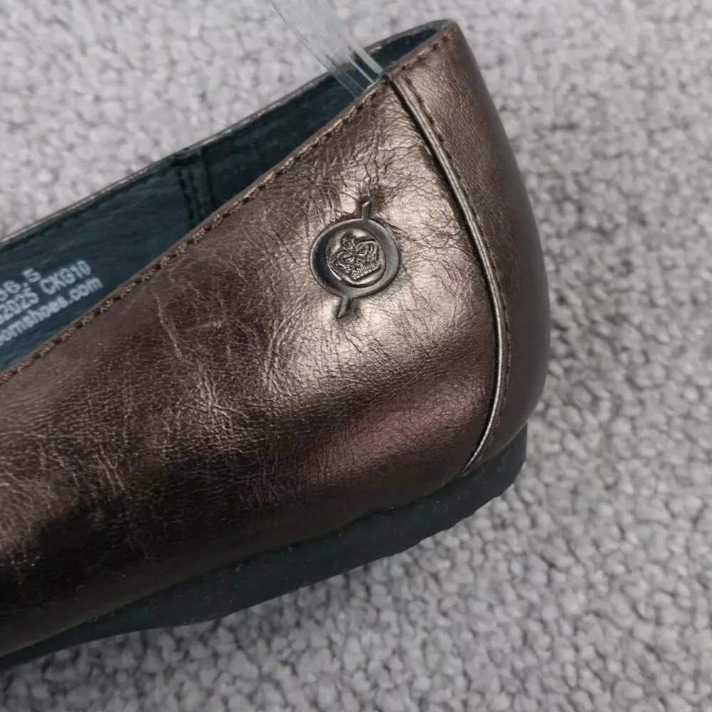 Born Molly Ballet Flats Womens 6 Comfort Shoes Slip On Bow Brown Bronze Leather - Picture 6 of 11